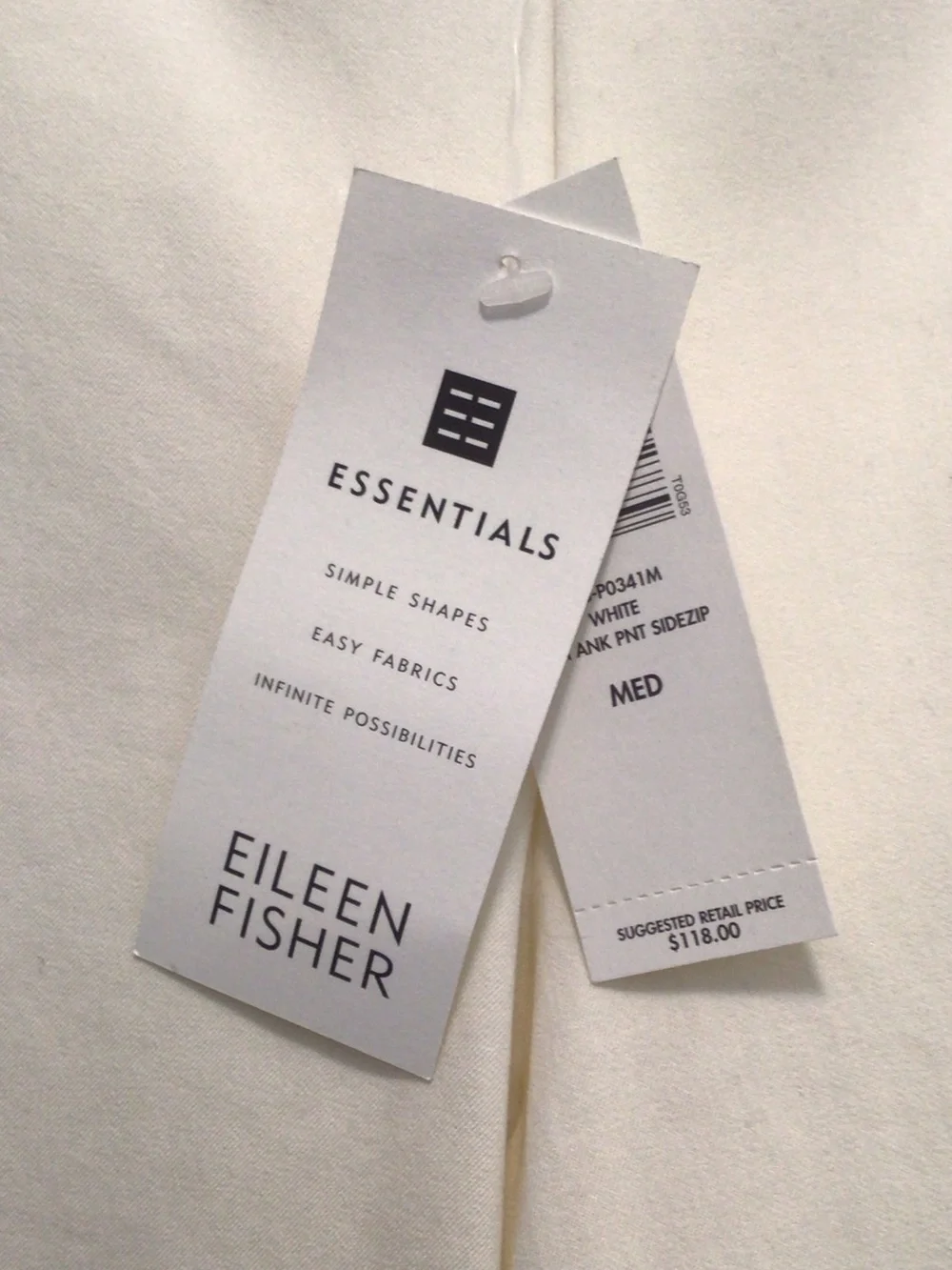 Eileen Fisher Off-White Straight Leg Pants - Picture 2 of 4